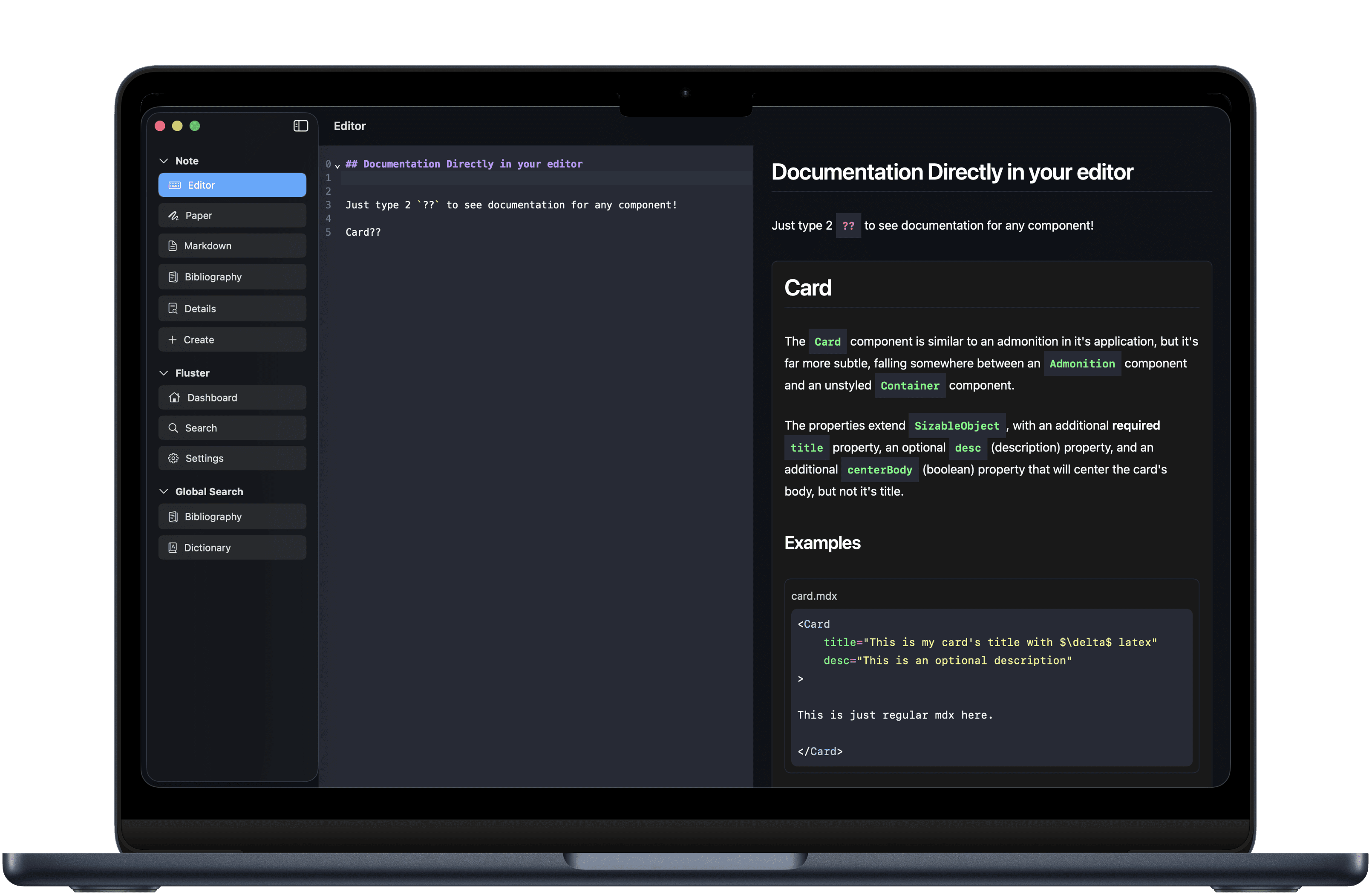 The new high-performance parser includes documentation available for each component directly within your notes for a very Jupyter or IPython like experience.