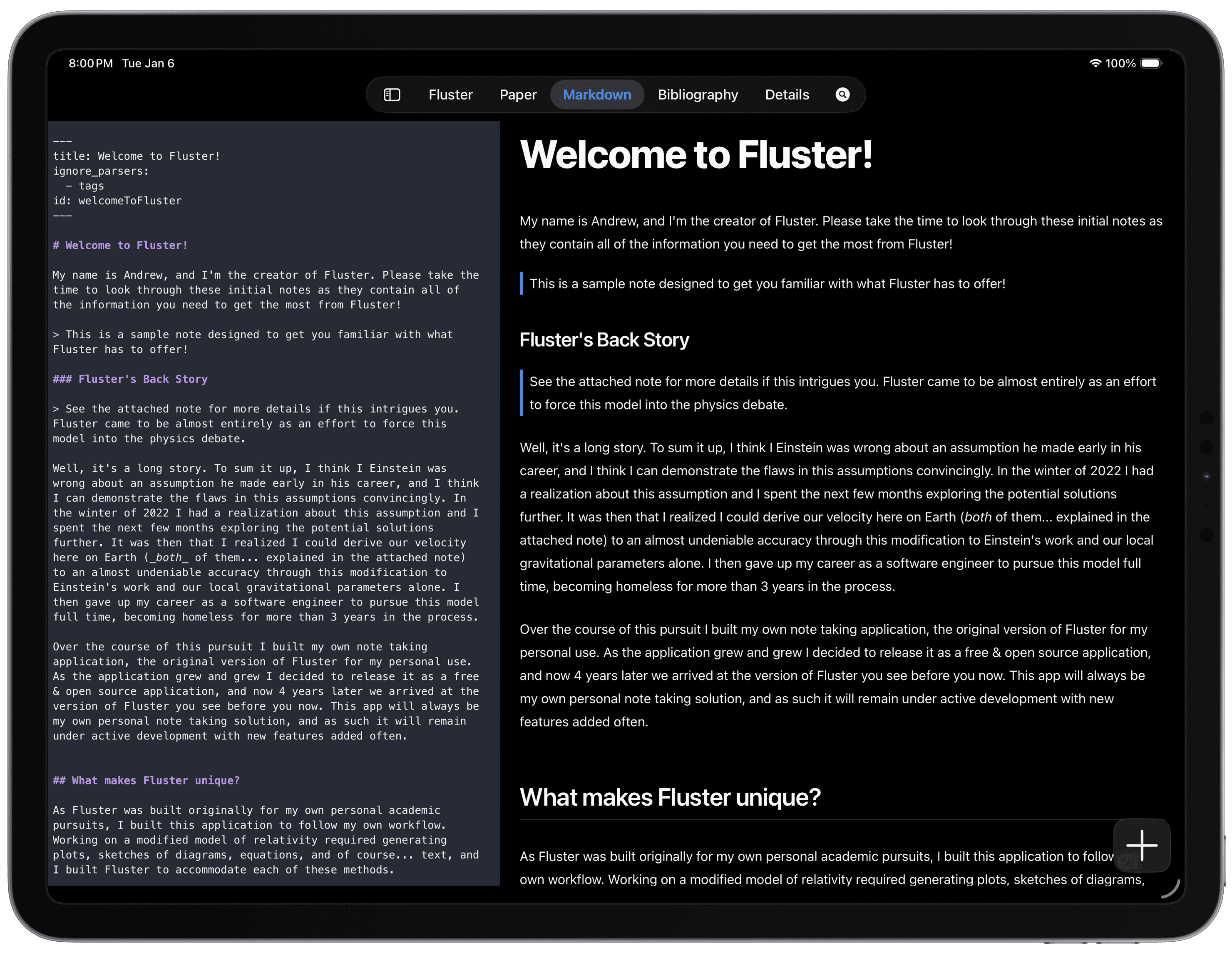 A full scale markdown & mdx editor in a native swift iPad application.